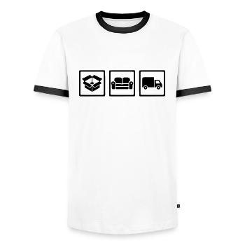 Umzug - Männer Kontrast-T-Shirt - Weiß/Schwarz - Vorne - AI Model Female 172 light (172cm) & AI Model Male 178 dark (178cm)