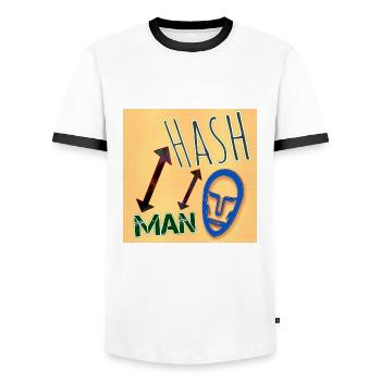 HASH MAN - Club WoW - Men's Ringer Shirt - white/black - Front - AI Model Female 172 light (172cm) & AI Model Male 178 dark (178cm)