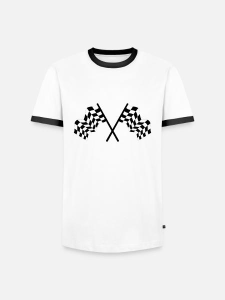 Zielflagge - Männer Kontrast-T-Shirt - Weiß/Schwarz