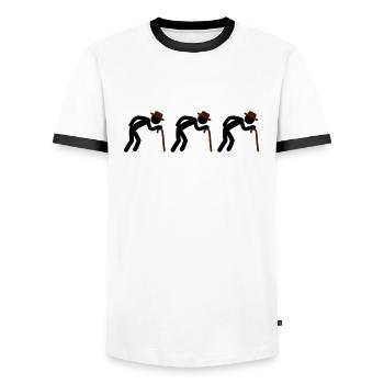Old Man Team - Männer Kontrast-T-Shirt - Weiß/Schwarz - Vorne - AI Model Female 172 light (172cm) & AI Model Male 178 dark (178cm)