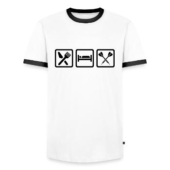 Darts - Männer Kontrast-T-Shirt - Weiß/Schwarz - Vorne - AI Model Female 172 light (172cm) & AI Model Male 178 dark (178cm)