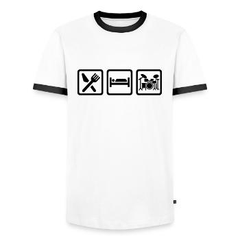 Eat Sleep Batterie - T-shirt contrasté Homme - blanc/noir - Devant - AI Model Female 172 light (172cm) & AI Model Male 178 dark (178cm)