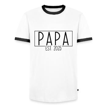 Papa Est. 2025 - Männer Kontrast-T-Shirt - Weiß/Schwarz - Vorne - AI Model Female 172 light (172cm) & AI Model Male 178 dark (178cm)
