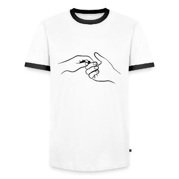 Hände vereinen liebe - Männer Kontrast-T-Shirt - Weiß/Schwarz - Vorne - AI Model Female 172 light (172cm) & AI Model Male 178 dark (178cm)