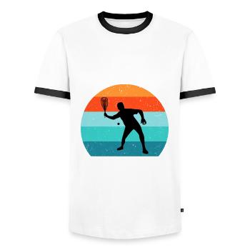 Racqueetball - T-shirt contrasté Homme - blanc/noir - Devant - AI Model Female 172 light (172cm) & AI Model Male 178 dark (178cm)