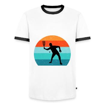 Racqueetball - T-shirt contrasté Homme - blanc/noir - Devant - AI Model Female 172 light (172cm) & AI Model Male 178 dark (178cm)