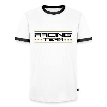 Racing Team - Men's Ringer Shirt - white/black - Front - AI Model Female 172 light (172cm) & AI Model Male 178 dark (178cm)
