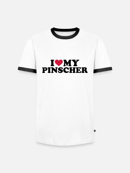 Pinscher - Männer Kontrast-T-Shirt - Weiß/Schwarz