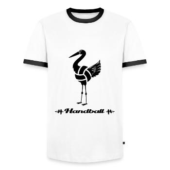 handball handballspieler - Männer Kontrast-T-Shirt - Weiß/Schwarz - Vorne - AI Model Female 172 light (172cm) & AI Model Male 178 dark (178cm)