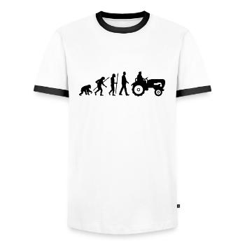 evolution_bauer_mit_traktor_032013_a_1c - Men's Ringer Shirt - white/black - Front - AI Model Female 172 light (172cm) & AI Model Male 178 dark (178cm)
