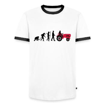 evolution_bauer_mit_traktor_032013_a_3c - Men's Ringer Shirt - white/black - Front - AI Model Female 172 light (172cm) & AI Model Male 178 dark (178cm)