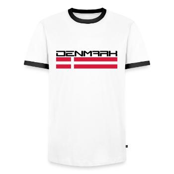 Denmark Logo Design - Men's Ringer Shirt - white/black - Front - AI Model Female 172 light (172cm) & AI Model Male 178 dark (178cm)