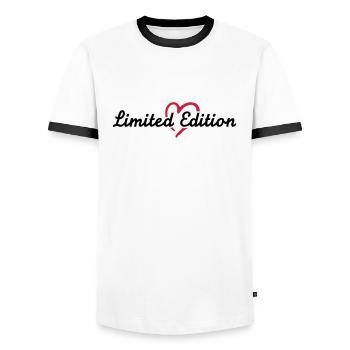 Limited Edition - Men's Ringer Shirt - white/black - Front - AI Model Female 172 light (172cm) & AI Model Male 178 dark (178cm)