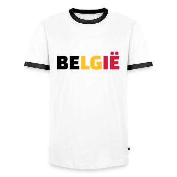 Belgie - Men's Ringer Shirt - white/black - Front - AI Model Female 172 light (172cm) & AI Model Male 178 dark (178cm)