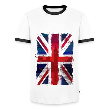 Union Jack - UK Flag - London - Männer Kontrast-T-Shirt - Weiß/Schwarz - Vorne - AI Model Female 172 light (172cm) & AI Model Male 178 dark (178cm)
