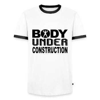 Body Under Construction Funny Gym - Men's Ringer Shirt - white/black - Front - AI Model Female 172 light (172cm) & AI Model Male 178 dark (178cm)