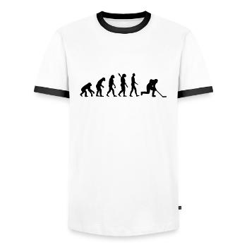 Evolution Eishockey - Männer Kontrast-T-Shirt - Weiß/Schwarz - Vorne - AI Model Female 172 light (172cm) & AI Model Male 178 dark (178cm)