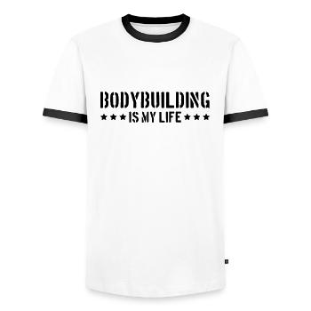 Bodybuilding Is My Life - Männer Kontrast-T-Shirt - Weiß/Schwarz - Vorne - AI Model Female 172 light (172cm) & AI Model Male 178 dark (178cm)