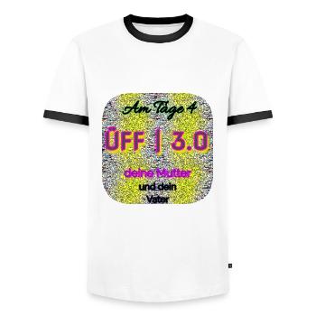 Üff | 3.0 - Club WoW - Männer Kontrast-T-Shirt - Weiß/Schwarz - Vorne - AI Model Female 172 light (172cm) & AI Model Male 178 dark (178cm)