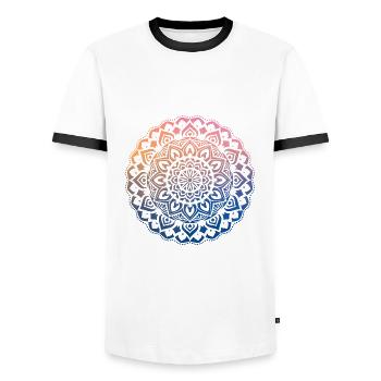 Mandala - T-shirt contrasté Homme - blanc/noir - Devant - AI Model Female 172 light (172cm) & AI Model Male 178 dark (178cm)