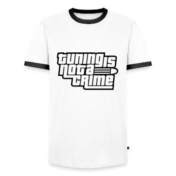 Tuning is not a Crime (Farben änderbar) - Männer Kontrast-T-Shirt - Weiß/Schwarz - Vorne - AI Model Female 172 light (172cm) & AI Model Male 178 dark (178cm)