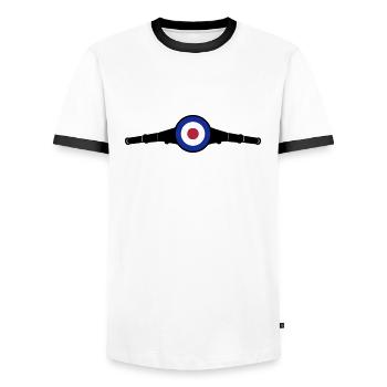 Lenkkopf Target - Männer Kontrast-T-Shirt - Weiß/Schwarz - Vorne - AI Model Female 172 light (172cm) & AI Model Male 178 dark (178cm)