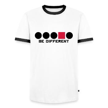Forme circulaire rectangle Anders bords angulaire - T-shirt contrasté Homme - blanc/noir - Devant - AI Model Female 172 light (172cm) & AI Model Male 178 dark (178cm)