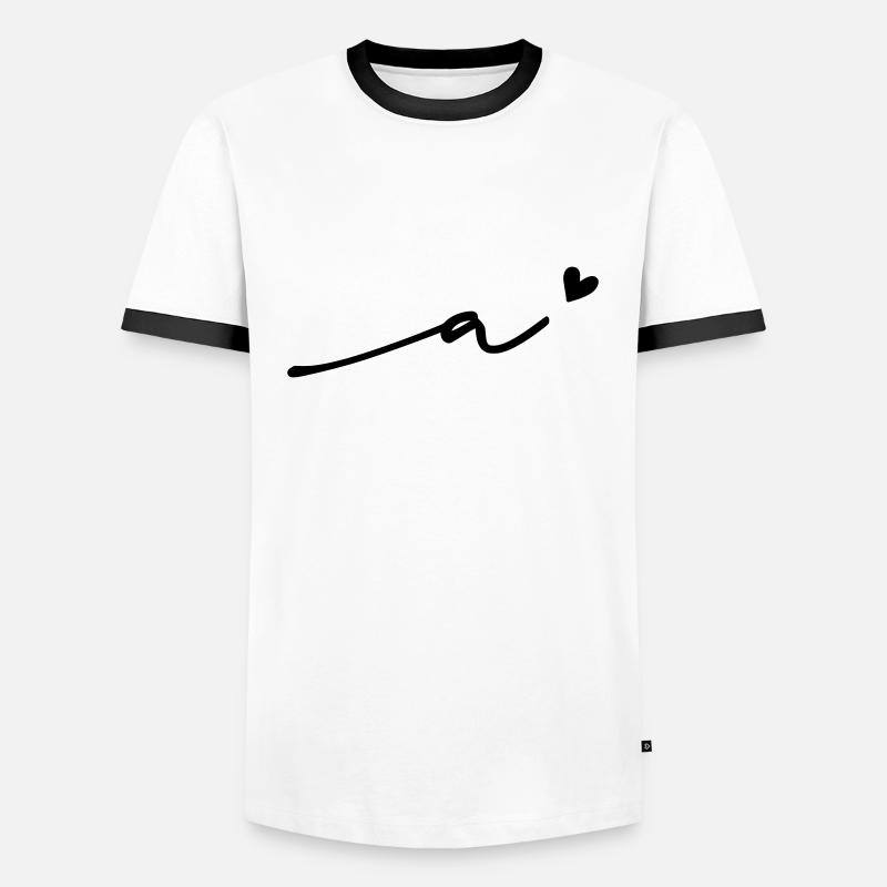 Lettre a) Cursive - T-shirt contrasté Homme - blanc/noir