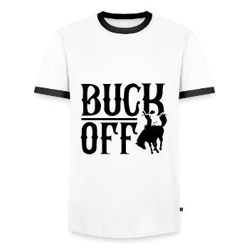 Buck Off - Men's Ringer Shirt - white/black - Front - AI Model Female 172 light (172cm) & AI Model Male 178 dark (178cm)