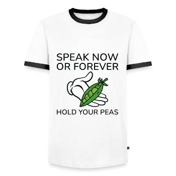 Parlez maintenant ou tenez vos pois pour toujours - T-shirt contrasté Homme - blanc/noir - Devant - AI Model Female 172 light (172cm) & AI Model Male 178 dark (178cm)