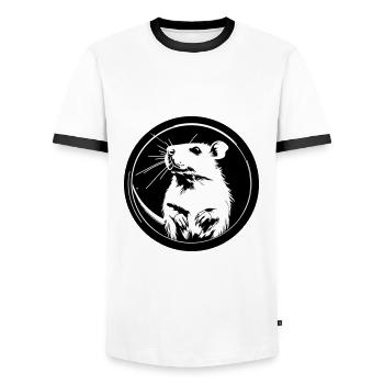 maus - Männer Kontrast-T-Shirt - Weiß/Schwarz - Vorne - AI Model Female 172 light (172cm) & AI Model Male 178 dark (178cm)