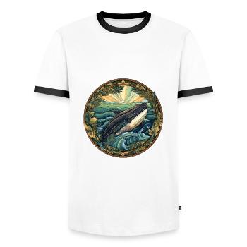 Whale - Men's Ringer Shirt - white/black - Front - AI Model Female 172 light (172cm) & AI Model Male 178 dark (178cm)