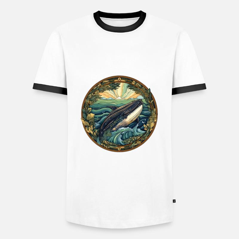 Wal - Männer Kontrast-T-Shirt - Weiß/Schwarz