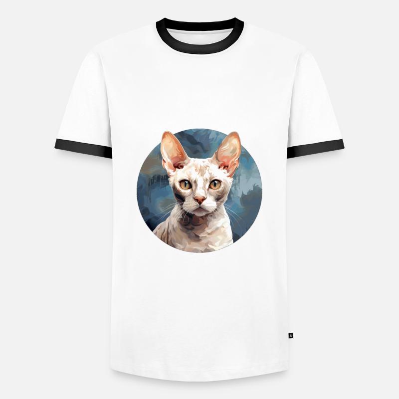 Devon Rex Chat - T-shirt contrasté Homme - blanc/noir