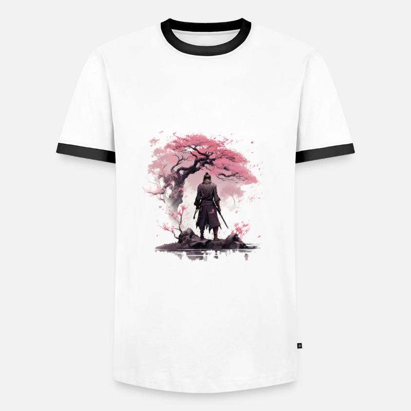 sakura samurai - Männer Kontrast-T-Shirt - Weiß/Schwarz