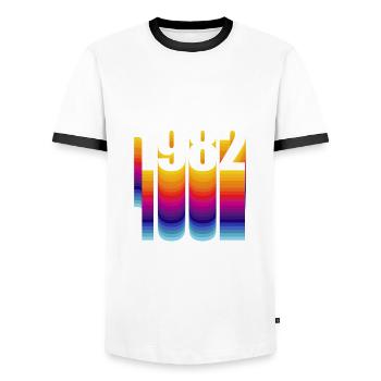 1982 Geburtstagsfeiergeschenk Made In 1982 - T-shirt contrasté Homme - blanc/noir - Devant - AI Model Female 172 light (172cm) & AI Model Male 178 dark (178cm)
