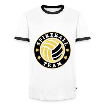 Farben änderbar | Roundnet Spikeball Team Fun - Männer Kontrast-T-Shirt - Weiß/Schwarz - Vorne - AI Model Female 172 light (172cm) & AI Model Male 178 dark (178cm)