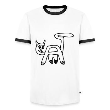 Chat Cat Lettres Animal - T-shirt contrasté Homme - blanc/noir - Devant - AI Model Female 172 light (172cm) & AI Model Male 178 dark (178cm)