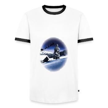 Luge de Noël - T-shirt contrasté Homme - blanc/noir - Devant - AI Model Female 172 light (172cm) & AI Model Male 178 dark (178cm)