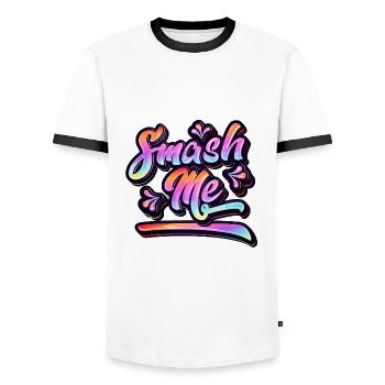 Smash Me | Jugendwort 2022 - Männer Kontrast-T-Shirt - Weiß/Schwarz - Vorne - AI Model Female 172 light (172cm) & AI Model Male 178 dark (178cm)