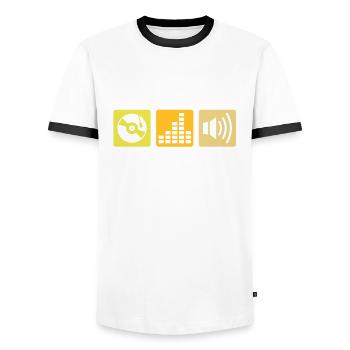 Music - DJ - Men's Ringer Shirt - white/black - Front - AI Model Female 172 light (172cm) & AI Model Male 178 dark (178cm)