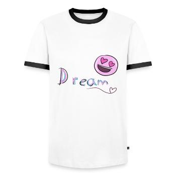Le rêve du rêveur - T-shirt contrasté Homme - blanc/noir - Devant - AI Model Female 172 light (172cm) & AI Model Male 178 dark (178cm)