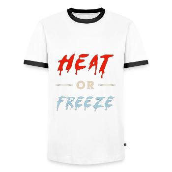 faire chauffer ou congeler ou traiter le sarcasme d’Halloween - T-shirt contrasté Homme - blanc/noir - Devant - AI Model Female 172 light (172cm) & AI Model Male 178 dark (178cm)