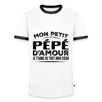 Geschenk Pépé d'amour Ich liebe dich von ganzem Herzen - Männer Kontrast-T-Shirt - Weiß/Schwarz - Vorne - AI Model Female 172 light (172cm) & AI Model Male 178 dark (178cm)
