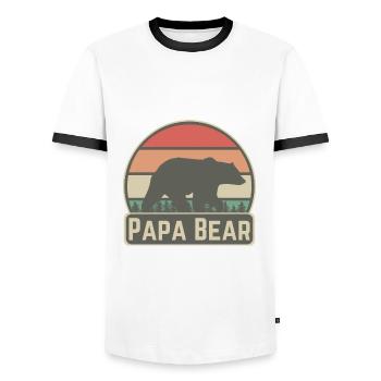 Papa Bear Vintage Father Bear Best Daddy Gift - Men's Ringer Shirt - white/black - Front - AI Model Female 172 light (172cm) & AI Model Male 178 dark (178cm)