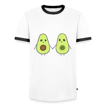 avocado friends friendship couples - Men's Ringer Shirt - white/black - Front - AI Model Female 172 light (172cm) & AI Model Male 178 dark (178cm)