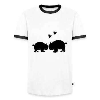 Panda Liebe Liebespaar Tier Tiere - Männer Kontrast-T-Shirt - Weiß/Schwarz - Vorne - AI Model Female 172 light (172cm) & AI Model Male 178 dark (178cm)