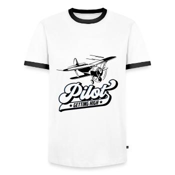 Fliegen Flieger Pilot Pilotin | Farben änderbar - Männer Kontrast-T-Shirt - Weiß/Schwarz - Vorne - AI Model Female 172 light (172cm) & AI Model Male 178 dark (178cm)