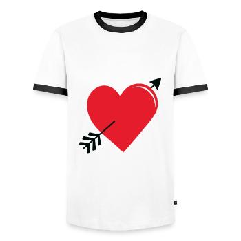 Red Love heart with arrow - Men's Ringer Shirt - white/black - Front - AI Model Female 172 light (172cm) & AI Model Male 178 dark (178cm)
