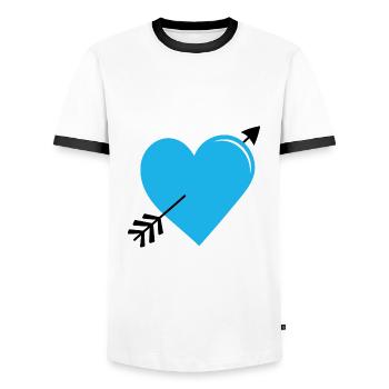 Arrow Heart Blue - Men's Ringer Shirt - white/black - Front - AI Model Female 172 light (172cm) & AI Model Male 178 dark (178cm)